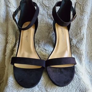 Ashley Stewart Black Ankle Strap Heels | 10W